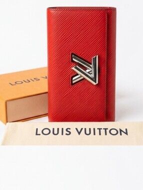 Louis Vuitton Red Epi Leather Compact Wallet with Silver LV Emblem